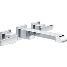 Mabeyn Ara Duvara Monte Musluk, Banyo Bataryası Krom, Duvara Monte Banyo Bataryası 3 Delikli, Yaygın Banyo Bataryası, Krom T3567LF-WL, 5.4 x 34.8 x 19.4 cm