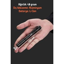 Mabeyn 3 Mod Şarjlı LED Kalem Tipi El Feneri Zoomlu Flaşörlü Feneri 5 Watt Beyaz Işık 300 Lümen