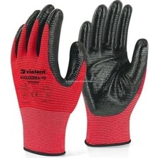 Mabeyn Violent Nitril Kaplı Örme Eldiven, Çift RENK,%100 Polyester, Kaymaz, Dayanıklı, Endüstriyel Iş Eldiveni, Inşaat, Bahçe, Otomotiv, Lojistik Için Uygun, Koruyucu, Zebra Eldiven