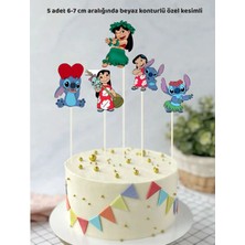 Sinek Kupası Tasarım Lilo Stitch Temalı 5 Adet Doğum Günü Pata Süsü