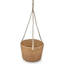 Mabeyn 2'li Asılabilir El Yapımı ve Doğal Yuvarlak Hasır Saksılık Seti, 2'li Ipli Asılabilir Hasır Yuvarlak Saksı Seti (23CM*18CM-20CM*15CM)