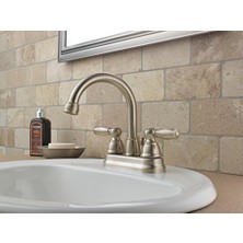 Mabeyn Delta Faucet Eşsiz Claymore Banyo Bataryası, Fırçalanmış Nikel Banyo Lavabo Bataryası, 2 Saplı Banyo Bataryası, Açılır Tahliye Montajı, Fırçalanmış Nikel P299685LF-BN