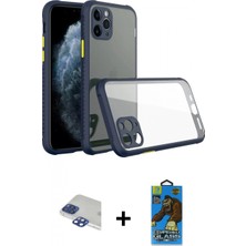 Pileli Store Pilelistore™ iPhone 11 Pro Max Kılıf Nova Asil Özel Seri - Siyah 18D Cam Ekran Koruyucu + Pers Alüminyum Kamera Lens - Lt