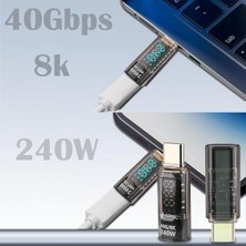 Mabeyn Usb-C Güç Ölçer LED Ekranlı Adaptör 240W Pd 3.1 Hızlı Şarj 40GBPS Veri 8k Video Destekli Type-C Erkek Dişi Dönüştürücü Voltaj Akım Watt Test Cihazı Tak Çalıştır Kompakt Tasarım | ZR1141