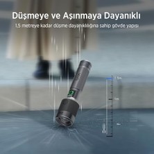 Mabeyn Bix Flashlight BX5141FL 30W Led, Max. 1450 Lümen Parlaklık ve 690 Metreye Kadar Menzilli 2200MAH Şarj Edilebilir LED Bildirimli Kompakt El Feneri