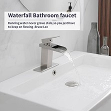 Mabeyn Bwe Şelale Banyo Bataryası Fırçalanmış Nikel Açılır Tahliye Durdurucu Montaj ve Tedarik Hattı Lavabo Için Tek Kulp Tek Delikli Musluklar Makyaj Lavabo Bataryası Musluk