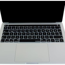 Mabeyn MacBook Pro Bar Türkçe Q Silikon Klavye Koruyucu Ters L Enter Sessiz Yazım Ince Yıkanabilir 13-15 Inç Uyumlu A1706 A1989 A2159 A1707 A1990 Siyah