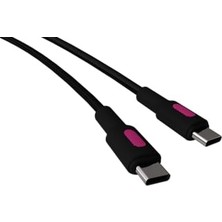Mabeyn Type C-C Power Delivery Hızlı Şarj Kablosu, Siyah Kablo, Fuşya/siyah Uçlar (120 Cm)