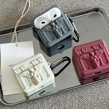 Mabeyn Airpods ile Uyumlu 4.nesil Earbuds Sert Kulaklık Kılıfı Yumuşak Soft Dokunuş Karakter Görünümlü Kılıf (Grey, Airpods 4. Nesil)