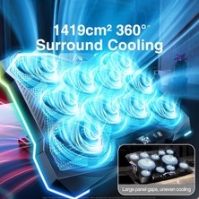 Mabeyn Şok Soğutma Profesyonel 360° Surround Soğutmalı Çok Fanlı Laptop Soğutucu Stand, 10 Yüksek Hızlı Fan, Sessiz Çalışma, Metal Mesh Yüzey, Geniş Uyumlu Soğutma Pedi, Dijital Ekranlı | LZ-D11