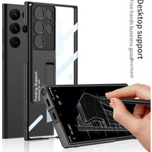 Mabeyn Galaxy S24 ile Uyumlu Şeffaf Kılıf Stand Olabilen Full Karbon Kamera Koruma Ultra Thin Band Kapak Siyah