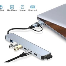 Mabeyn Çoklayıcı Adaptör 7in1 Usb/type-C To USB A, USB C Uyumlu Çevirici Adaptör Çok Portlu Çoklayıcı 7 In 1 USB Hub (Gri)