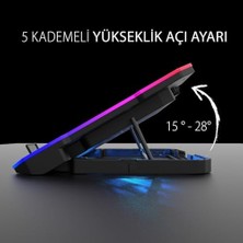 Mabeyn INC-618GMS 6 Fanlı Rgb Laptop Soğutucu Stand 9-17” | 2400 Rpm 10 LED Mod 5 Kademe Yükseklik Ayarlı