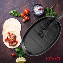 Mabeyn Döküm Oval Fajita Tabağı Ölçü 18X28CM. (Harici Tava Tutucu Dahil Değildir.)