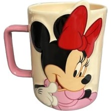Mabeyn Minnie Mouse Seramik Kupa Bardak, 9X12 Cm, Pembe Kulplu