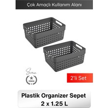 Svein #sepet 1.25 Lt Plastik Organizer Sepet 2’li Set Çok Amaçlı Düzenleyici Saklama Kutusu Dolap Içi Mutfak Banyo Ofis Masaüstü Raf Organizeri Dayanıklı Pratik Taşınabilir Depolama Sepeti