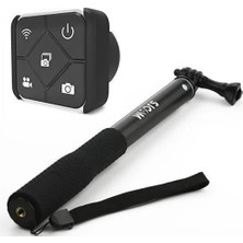 Mabeyn Aksiyon Kameraları 1/4 Vida Uyumlu Uzaktan Kumandalı Rf Remote Control Kademeli Monopod Selfie Çubuğu Siyah
