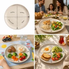 Mabeyn 4'lü Seramik Tabak Seti, Porsiyon Kontrol Tasarımlı, Protein ve Sebze Bölmeli, Diyet Dostu