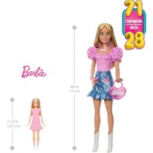 Mabeyn Çıkarılabilir Moda, Pembe Üst, Denim Etek ve Kovboy Çizmeleri, Kolye ve Çanta Aksesuarlı 28" Sarışın Moda Bebek