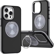 Mabeyn 16 Pro Max ile Uyumlu Kılıf Double ile Uyumlu Stand Olabilen 360° Dönen Halka Ring Tutuculu Already Magnetic iphone ile Uyumlu Kılıf Kapak Siyah-Gri