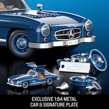 Mabeyn Mattel Mega Koleksiyona Uygun Yarış Arabası Yapı Oyuncağı, 1500 Parçalı, Metal, 1:12 Ölçekli, Gri Renkli -Benz 300 Sl Modeli, HWW25