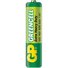 Mabeyn GP24G Greencell R03/1212/AAA Ince Pil, 1.5 Volt, 40'lı Kutu, Yeşil/sarı/beyaz