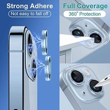 Mabeyn Iphone 14-14 Plus ile Uyumlu Alüminyum Alaşım Çerçeveli Tempered Glass Kamera Lens Koruyucu Kırılmaz Cam (Sierra Mavi)