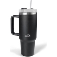 Cekar Store Any Morning Vaha 1200 ml Üç Kademe Çevirmeli Kapaklı Çift Katman Çelik Termos Mug Siyah SI2440217