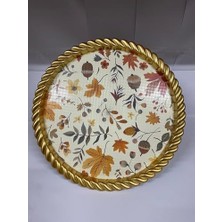 Mabeyn Lüks Dekoratif Plastik Tepsi Altın Çerçeve 46X46 Desenli