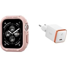 Mabeyn 41MM/40MM (Seri 9/8/se2/7/6/se/5/4) Kılıf Rugged Armor Rose - 061CS24481 30W Usb-C Ultra Mini Hızlı Şarj Aleti