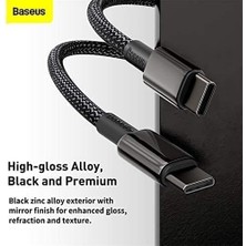 Mabeyn Tungsten Altın Hızlı Şarj Veri Kablosu Type-C - Type-C 100W 1m - Siyah Catwj-01