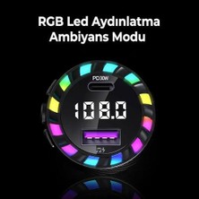 Mabeyn Rgb Işıklı 5.3 Bluetoothlu 30W USB Type C Hızlı Şarjlı Araç Kiti - Mp3 Çalar, Eller Serbest Modlu