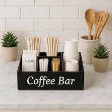 Mabeyn 5 Bölmeli Tezgahüstü Kahve, Şeker ve Karıştırıcı Organizer Model 2 Siyah