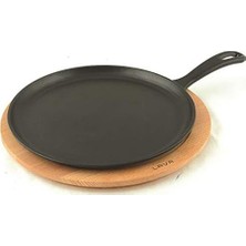 Mabeyn Döküm / Pizza / Pancake Tavası, Yuvarlak, Metal Saplı, 26CM, Siyah