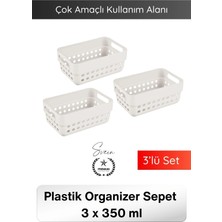 Svein #organizer 350 ml Plastik Organizer Sepet 3’lü Set Çok Amaçlı Düzenleyici Saklama Kutusu Dolap Içi Mutfak Banyo Masaüstü Çekmece Raf Organizeri Dayanıklı Kompakt Depolama Sepeti