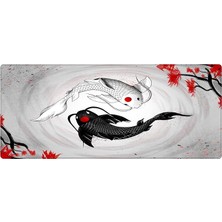 Gaming Mouse Pad 90X40 Mouse Pad Xxl Büyük Oyuncu Mouse Pad Speed Mousepad (White And Black Koi, 90X40 cm (3mm Kalınlık))