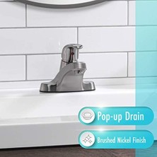 Mabeyn Aqua 30-B410-AV-BN Watersense Sertifikalı Banyo Lavabo Bataryası, Fırçalanmış Nikel Tek Kulp