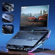 Mabeyn -10 Şok Soğutma Profesyonel Birinci Sınıf Dizüstü Bilgisayar Notebook Soğutucu Laptop Stand Rgb Renkli Oyuncu Laptoplarına Özel 4 Büyük Fanı Ile Hızlı Soğutma 1 USB ve 1 Type C Giriş LZ-D12
