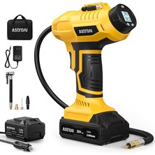 2'si 1 Arada Metal Silindir Hava Kompresörü, 20V Pil ve 12V Araç Güç Kaynağı, Motosiklet, Araba ve Bisiklet Için 160 Psı Taşınabilir Akülü Elektrikli Kompresör