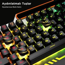 Mabeyn KB123 USB Kablolu Oyuncu Klavye - Efektli, Mekanik Hisli Sessiz, Membran Gaming Türkçe Q Klavye Metalik Gri