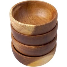 Mabeyn 4'lü Yuvarlak Akasya Çerezlik 8 Cm-4 Cm, Akasya Sunum Kasesi, Yuvarlık Zeytinlik, Kahvaltı Sunumluk 8 cm - 4 cm