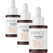 Mabeyn Sinoz Ton Eşitleyici Aydınlatıcı Vitamin C%4 Niacinamide%2 Yüz Serumu 30 ml Tüm Ciltler Için (3 Paketi)