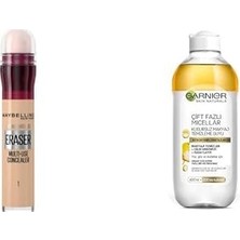 Mabeyn New York Anti Age Eraser Kapatıcı, 01 Light, 6.8 ml + Skin Naturals Çift Fazlı Micellar Kusursuz Makyaj Temizleme Suyu (400 Ml)
