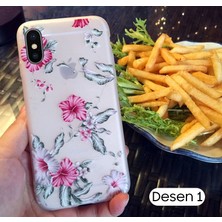 TKÇ Iphone x Xs 3D Gül Desenli Premium Silikon KILIF-(5775)