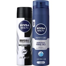 Mabeyn Men Erkek Sprey Deodorant & Invisible Original 48 Saat Anti-Perspirant Koruma 150ML ve Men Protect&care Tıraş Jeli 200ML, Kuru Ciltler Için, Pürüzsüz Tıraş