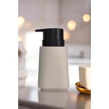 Mabeyn New Max Premium Serisi 300 ml Sıvı Sabunluk Pompalı Mermer Desenli Seramik Sıvı Sabunluk Dispencer Bej