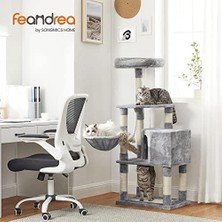 Berry Store Feandrea Tırmalama Ağacı, Büyük, 138 cm Yüksekliğinde, Kedi Ağacı, Tırmalama Tahtası ve 9 Tırmalama Direği, Platform, Mağara, Pelüş Top, Çok Kademeli, Açık Gri PCT60W