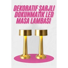 TKÇ Altın Rengi Masa ve Gece Lambası Dokunmatik Şarjlı Masa Lambası