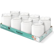 Mabeyn Bolsius Starlight Şeffaf Renkli Cam Kavanozda Beyaz Mum - Vegan Dostu - Akşam Yemeği, Ev, Dekorasyon, Düğün - 82/68MM - 50 Saat Yanma Süreli - 8’li Paket