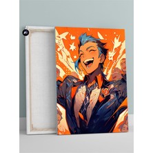Mabeyn (PSTER303) Blue Hair Style Manga Kanvas Tablo 50 x 70